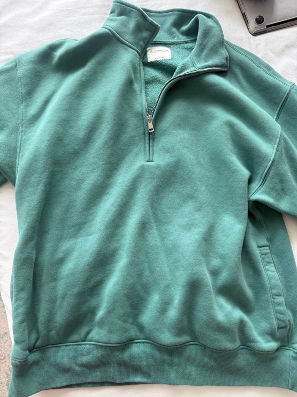 Abercrombie Quarter-Zip Sweatshirt with Pockets - Green